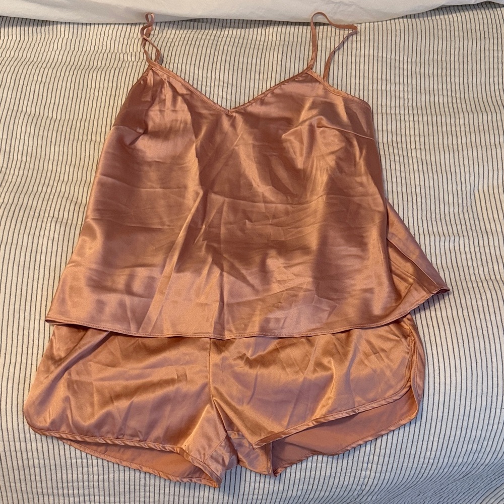Silky Rose Gold Cami & Shorts Sleep Set - Women Intimates - Picture 2 of 3